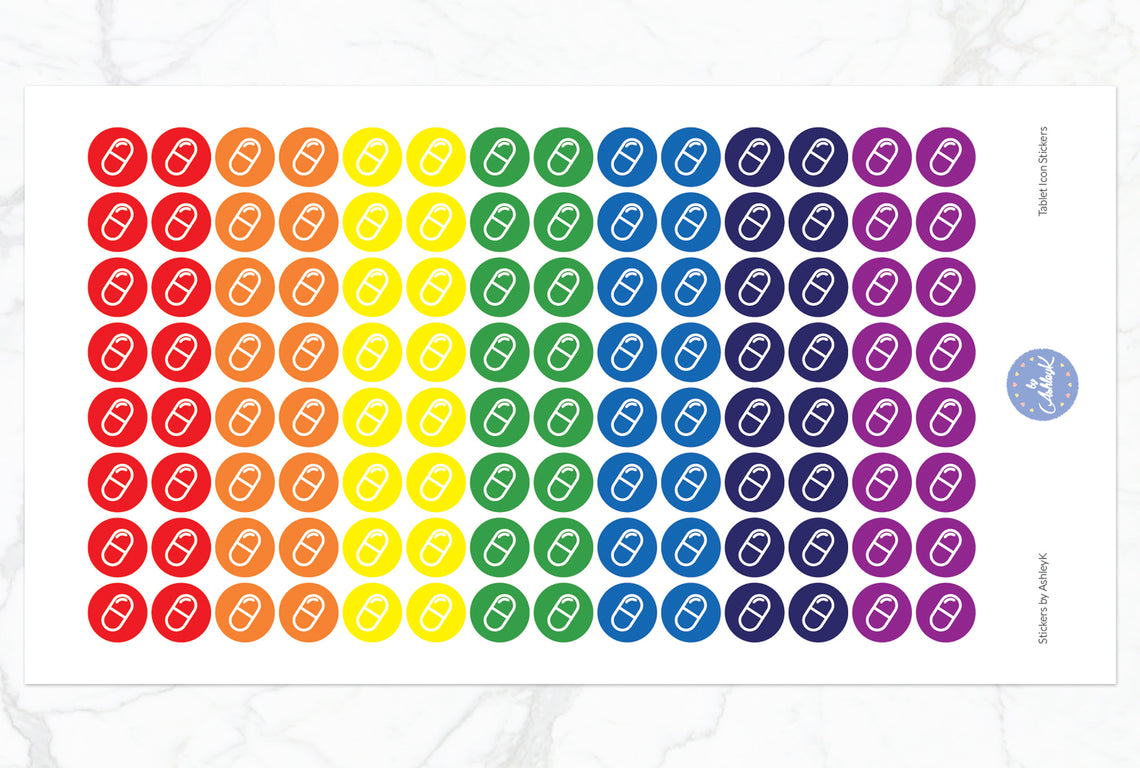 Tablet Icon Stickers - Rainbow