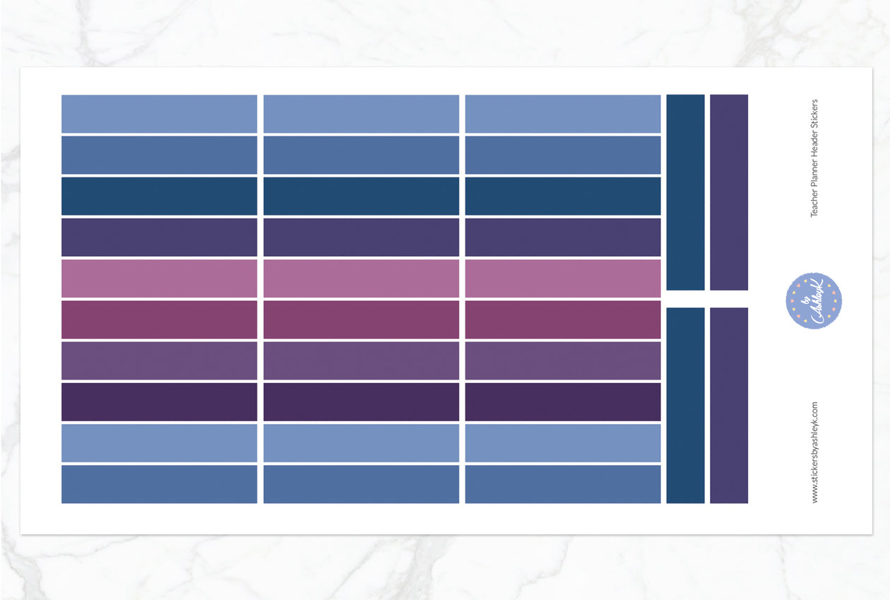 Teacher Planner Header Stickers - Blueberry
