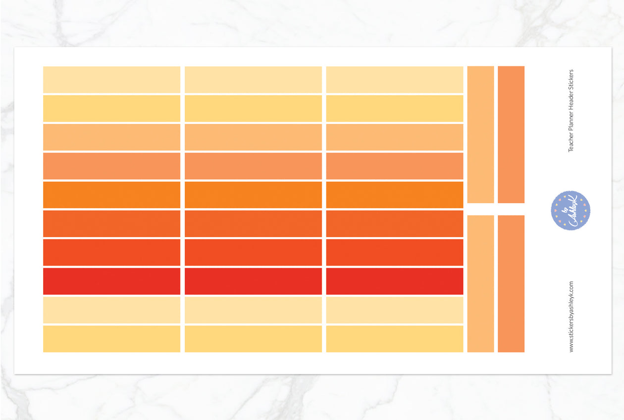 Teacher Planner Header Stickers - Orange