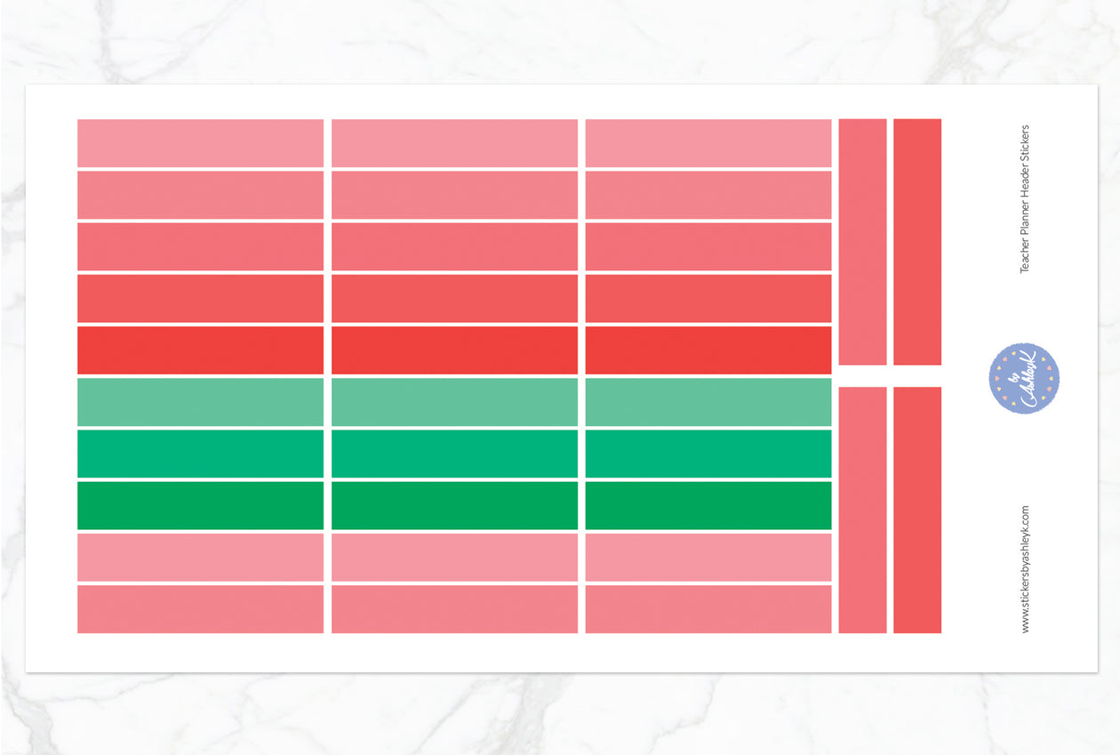 Teacher Planner Header Stickers - Watermelon