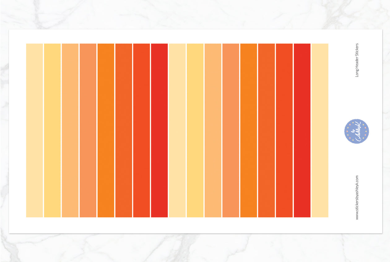 Teacher Planner Long Header Stickers - Orange