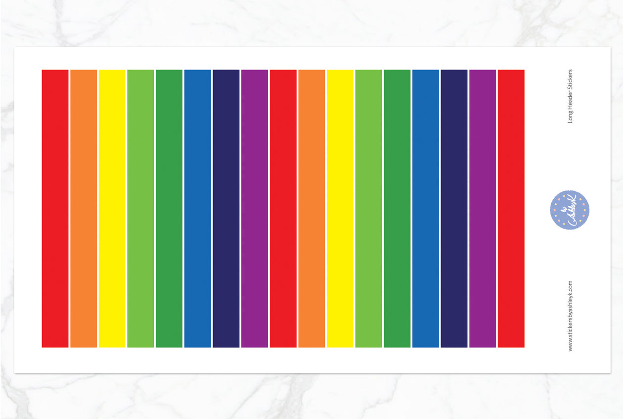 Teacher Planner Long Header Stickers - Rainbow