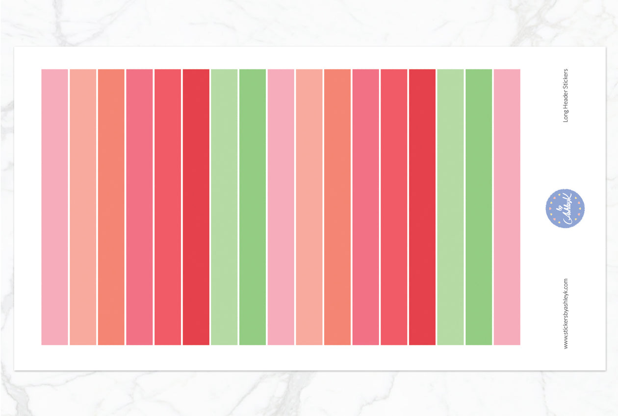 Teacher Planner Long Header Stickers - Strawberry