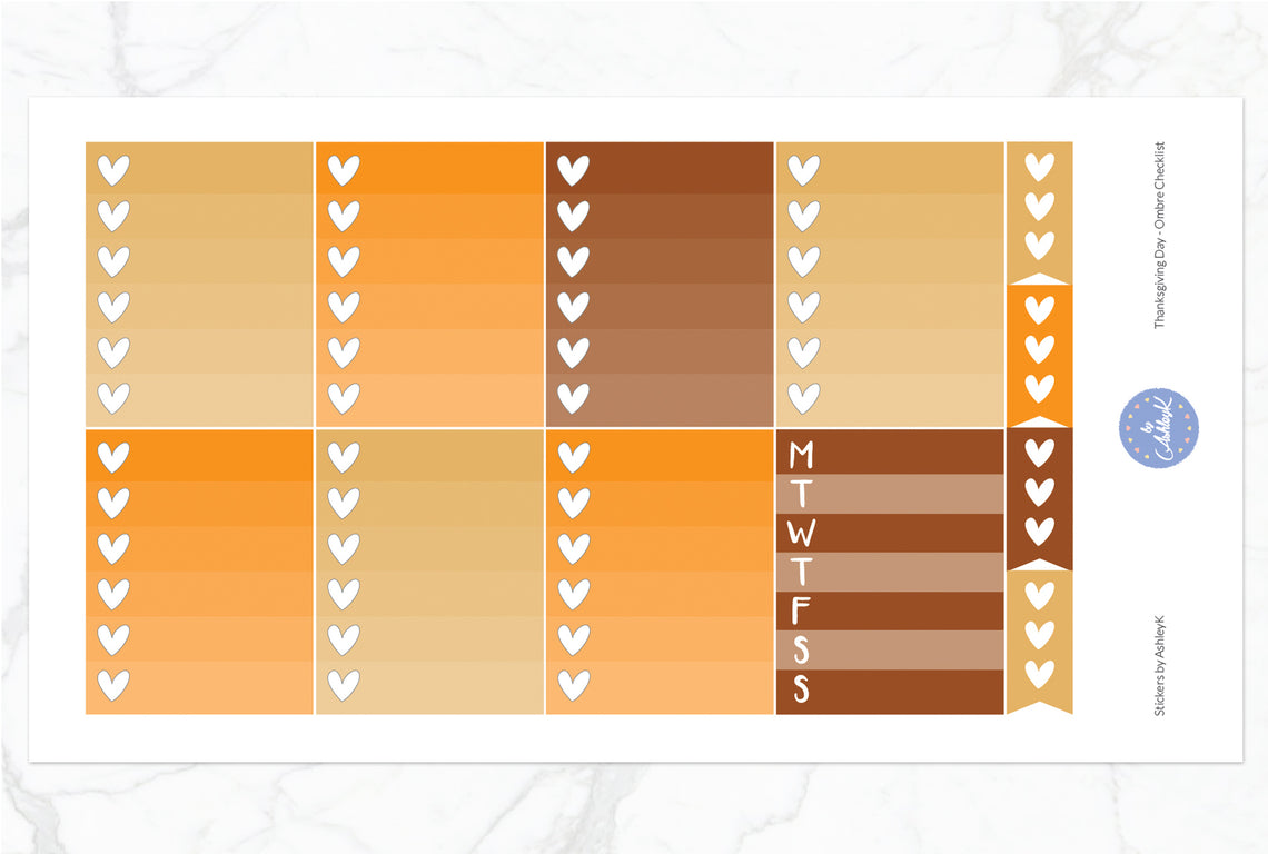 Thanksgiving Day Weekly Kit  - Ombre Checklist Sheet
