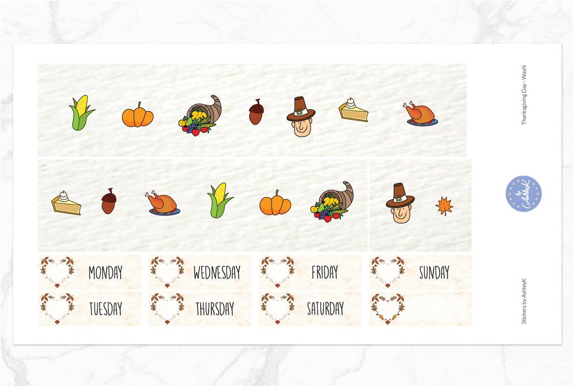 Thanksgiving Day Weekly Kit  - Washi Sheet