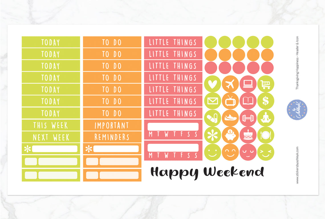 Thanksgiving Happiness Weekly Kit  - Functional Sheet