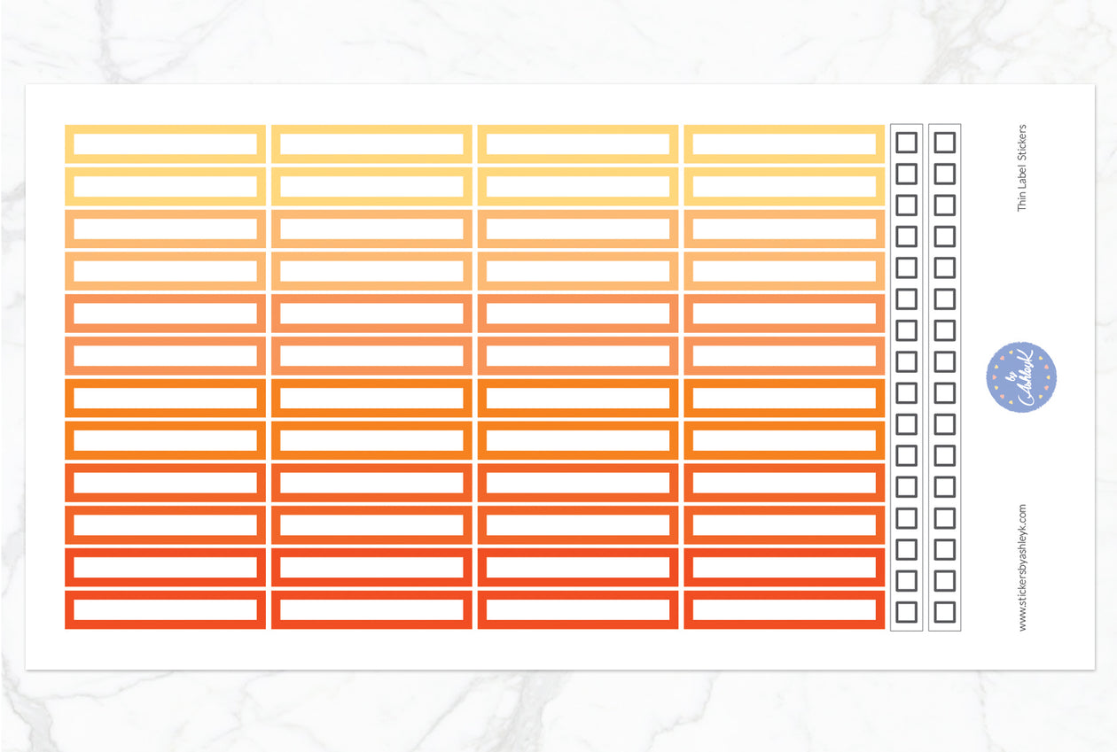 Thin Label Stickers - Orange