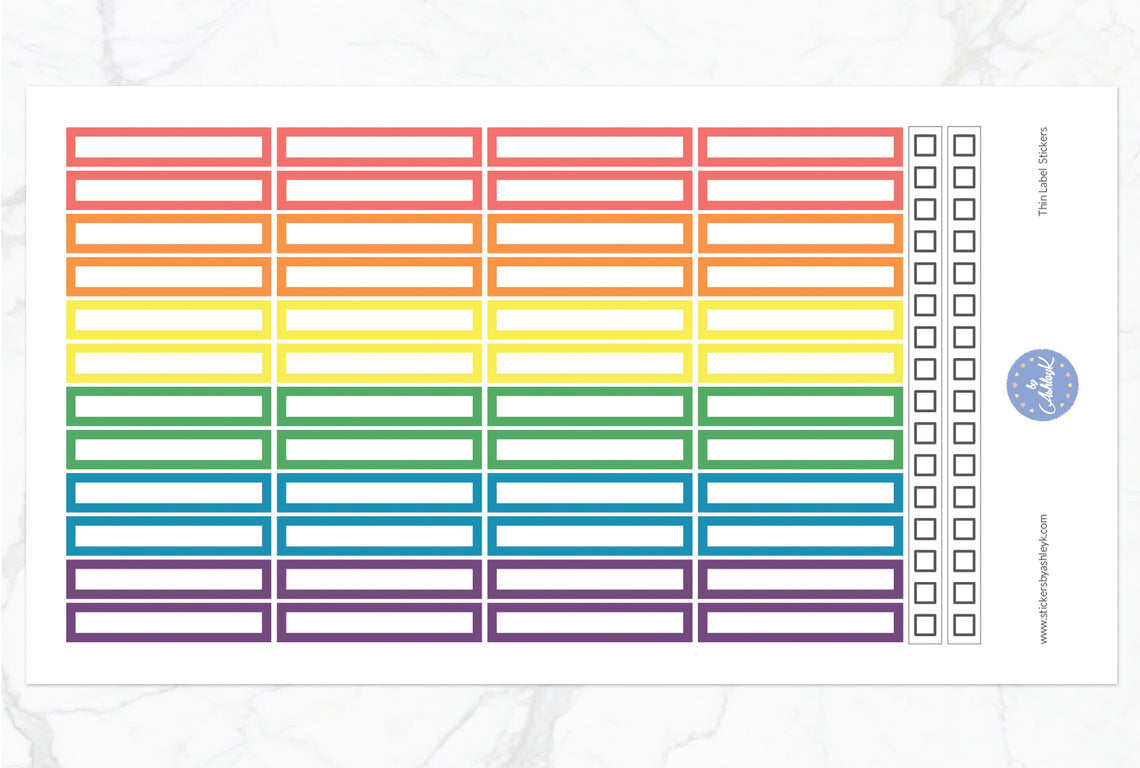 Thin Label Stickers - Pastel Rainbow