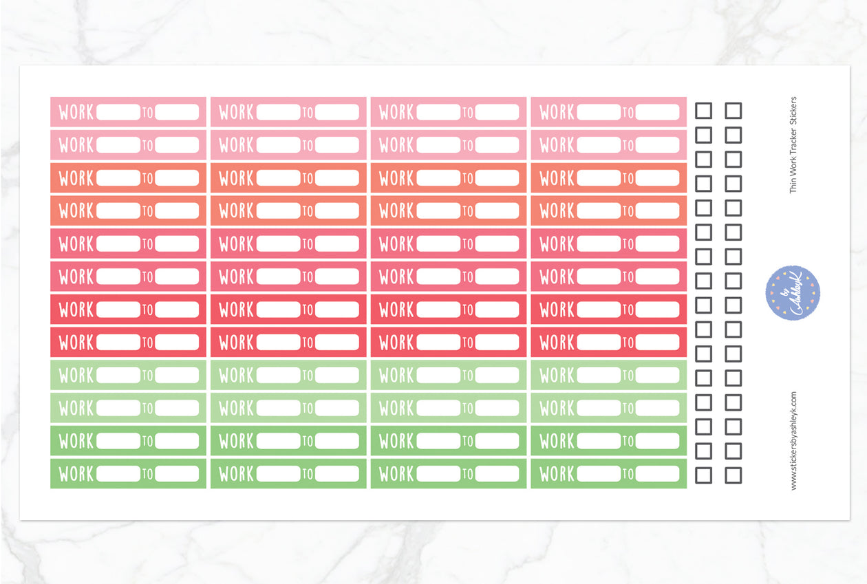 Thin Work Tracker Stickers - Strawberry