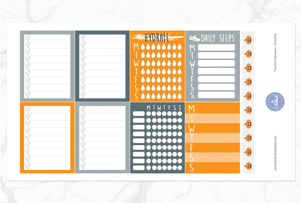 Time for Halloween Weekly Kit  - Checklist Sheet