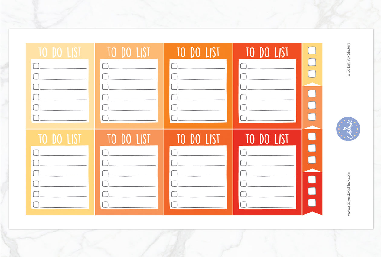 To Do List Box Stickers - Orange