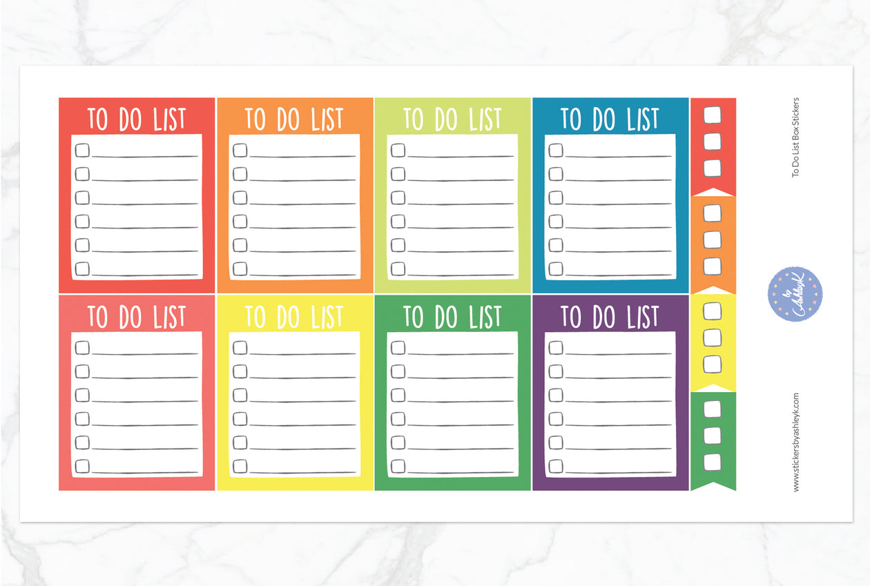 To Do List Box Stickers - Pastel Rainbow