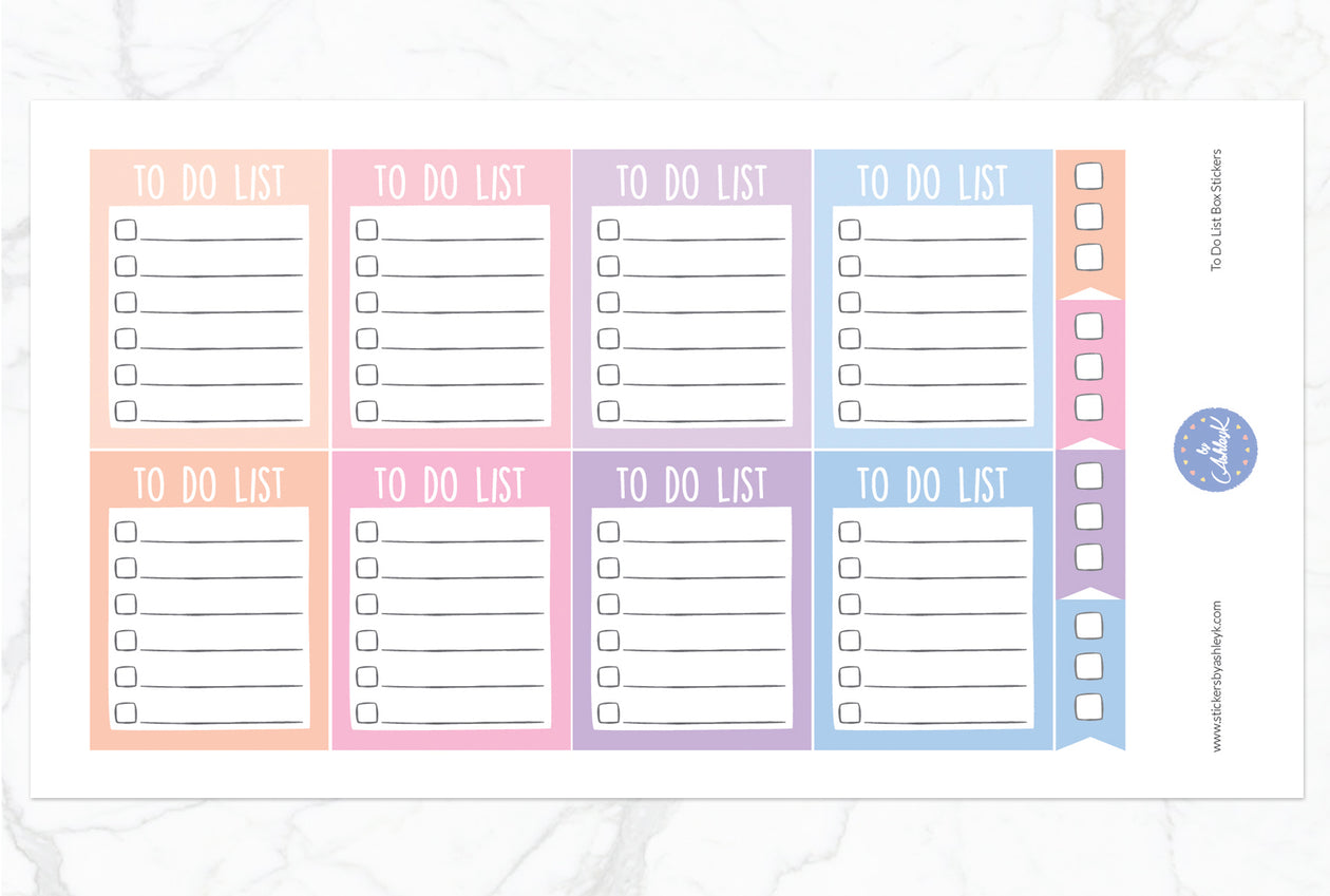 To Do List Box Stickers - Pastel Sunset