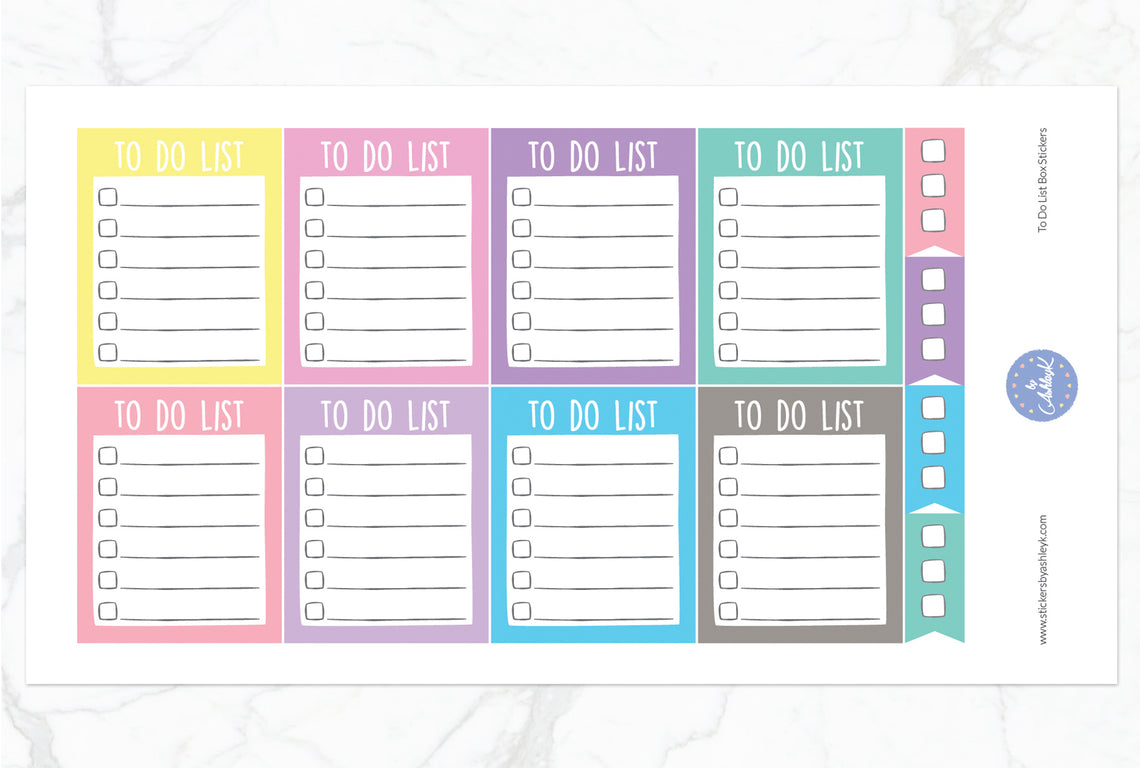 To Do List Box Stickers - Pastel