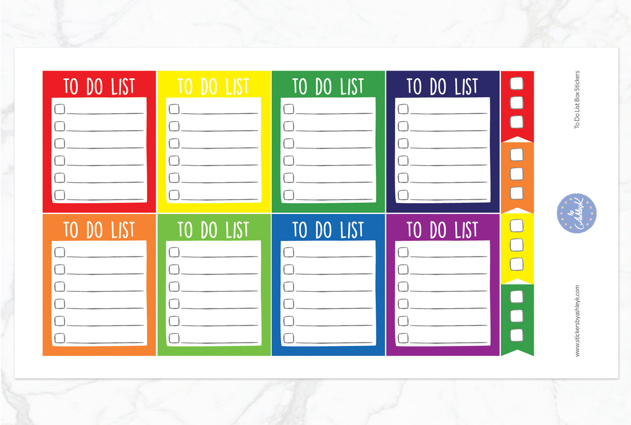 To Do List Box Stickers - Rainbow