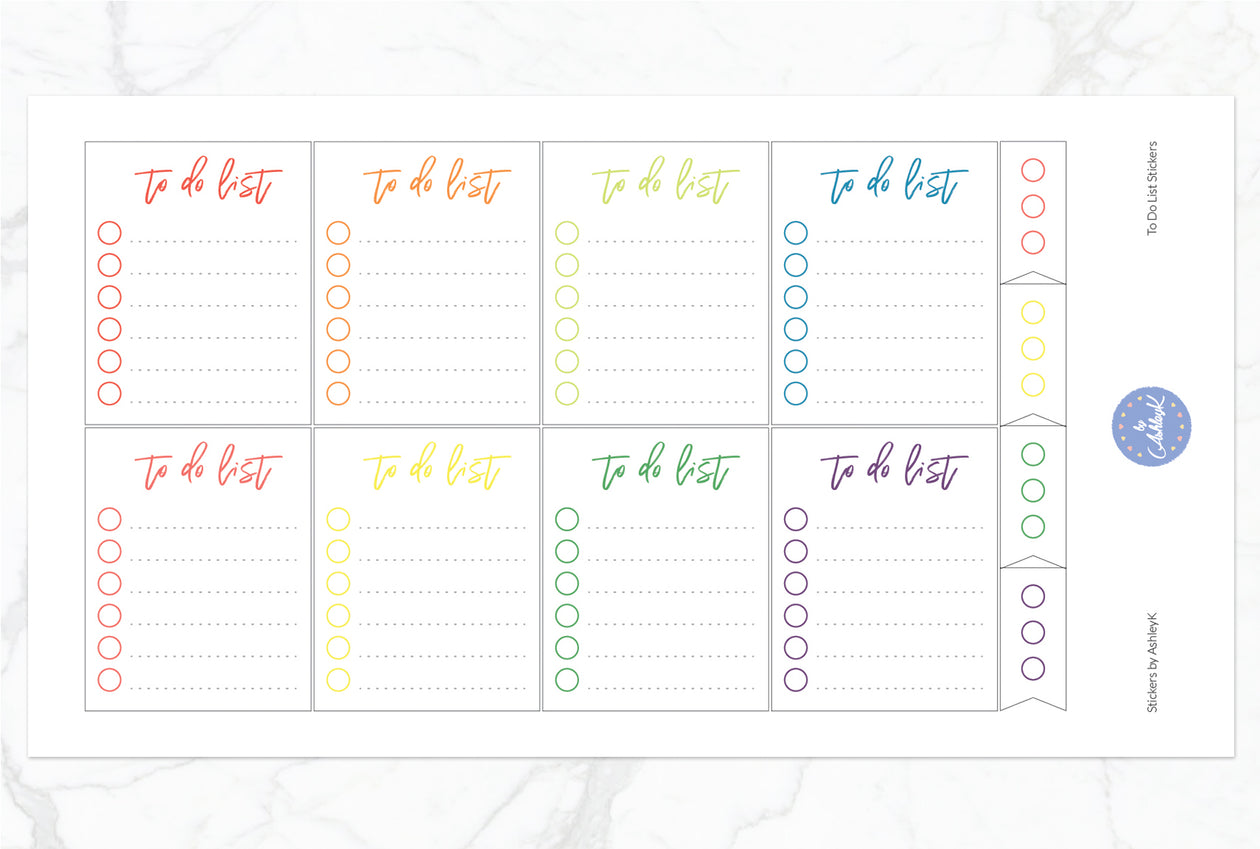 To Do List Stickers - Pastel Rainbow