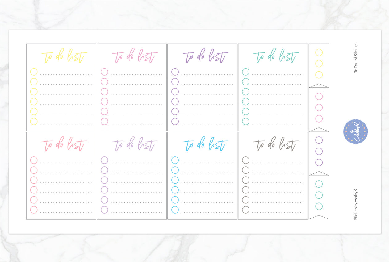 To Do List Stickers - Pastel