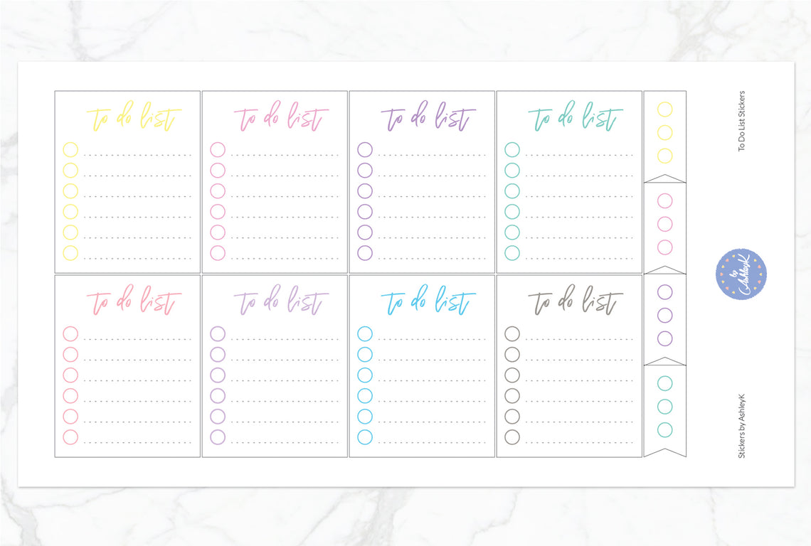 To Do List Stickers - Pastel