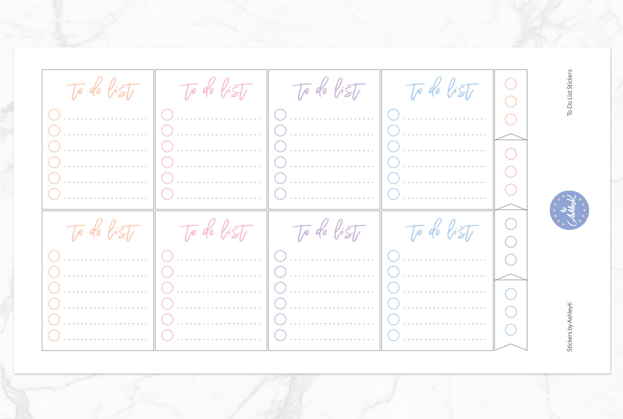 To Do List Stickers - Pastel Sunset