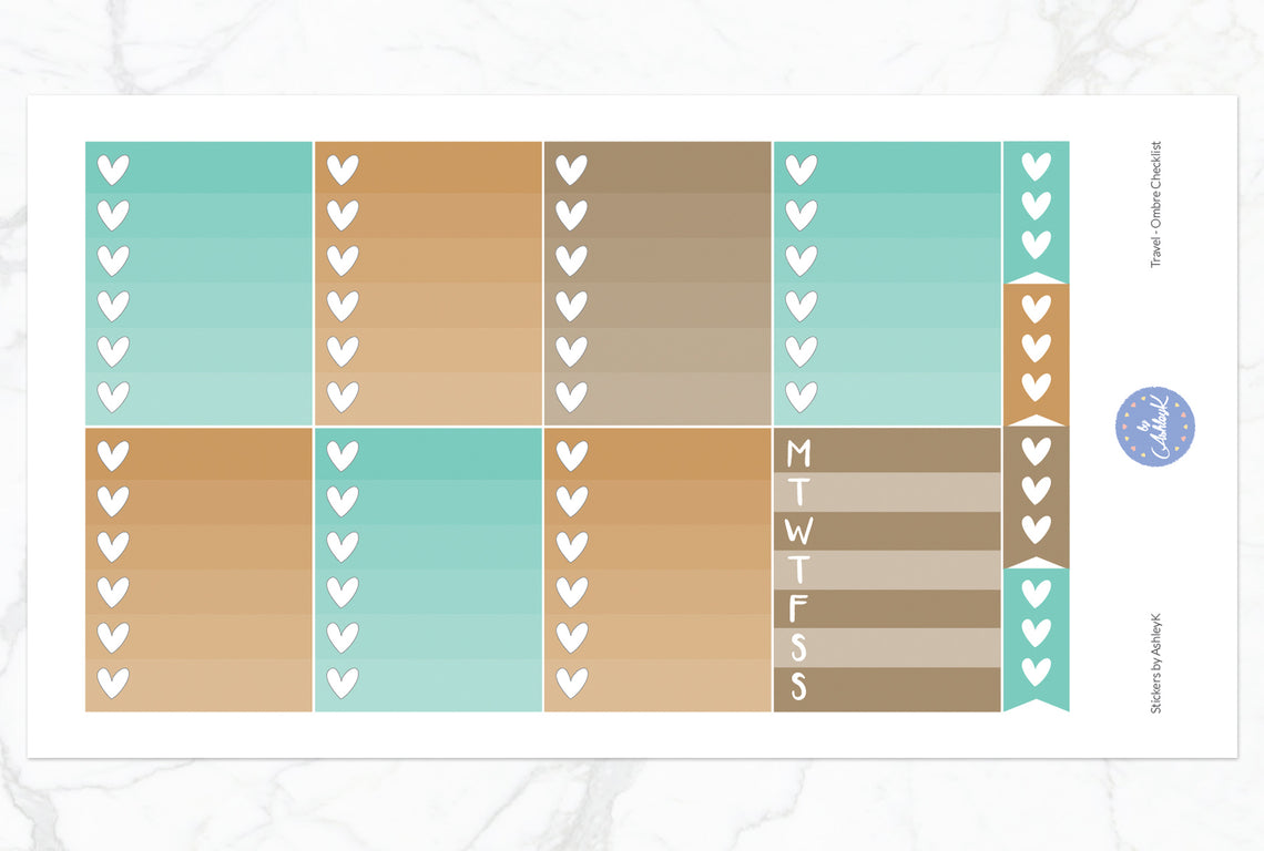Travel Weekly Kit  - Ombre Checklist Sheet