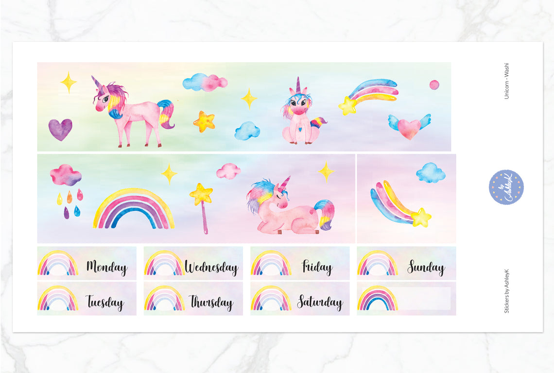 Unicorn Weekly Kit  - Washi Sheet