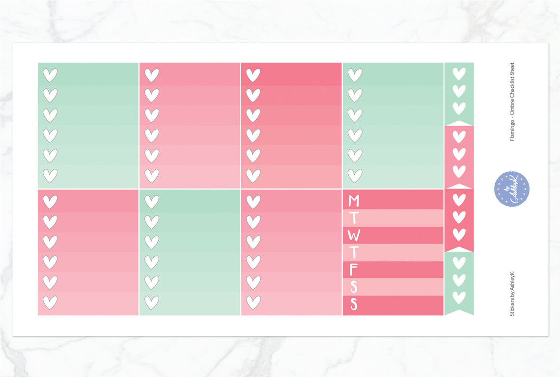 Valentine's Day - Ombre Checklist Sheet
