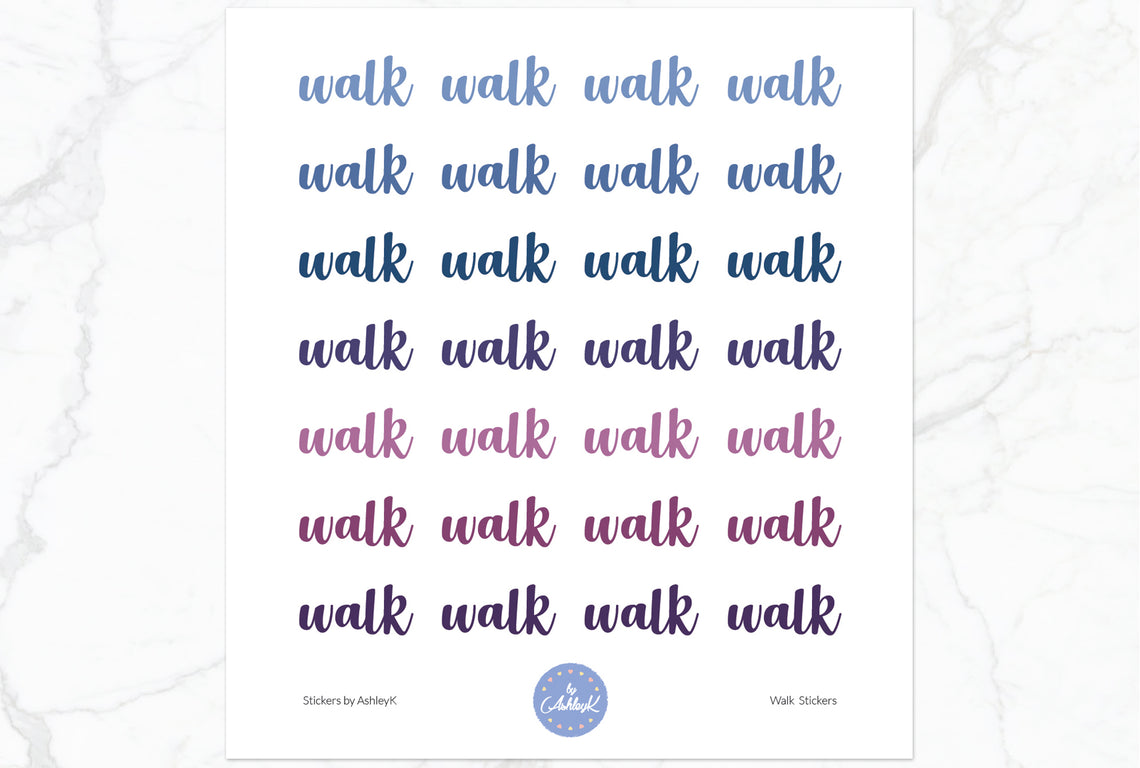 Walk Lettering Stickers - Blueberry