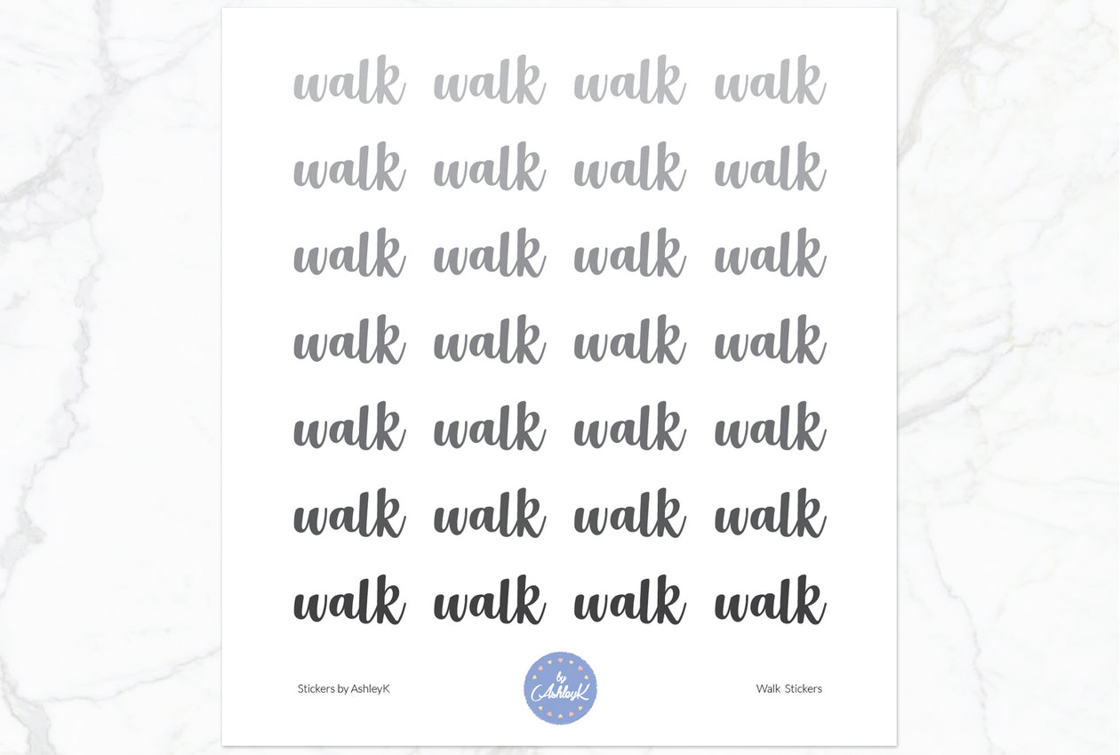 Walk Lettering Stickers - Monochrome