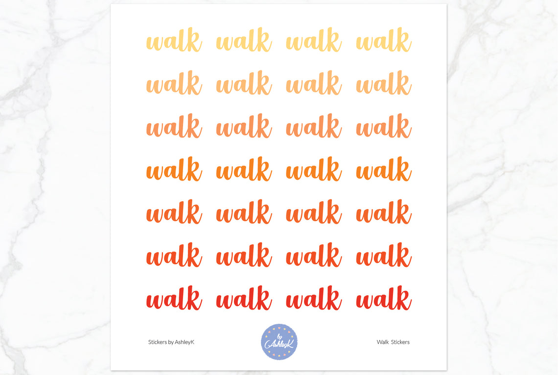 Walk Lettering Stickers - Orange