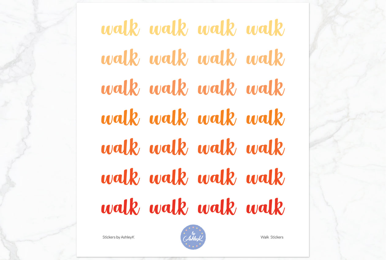 Walk Lettering Stickers - Orange