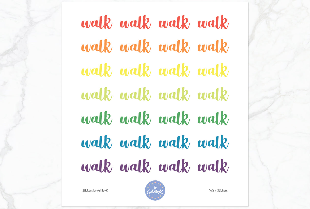 Walk Lettering Stickers - Pastel Rainbow