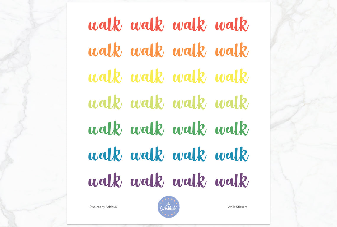 Walk Lettering Stickers - Pastel Rainbow