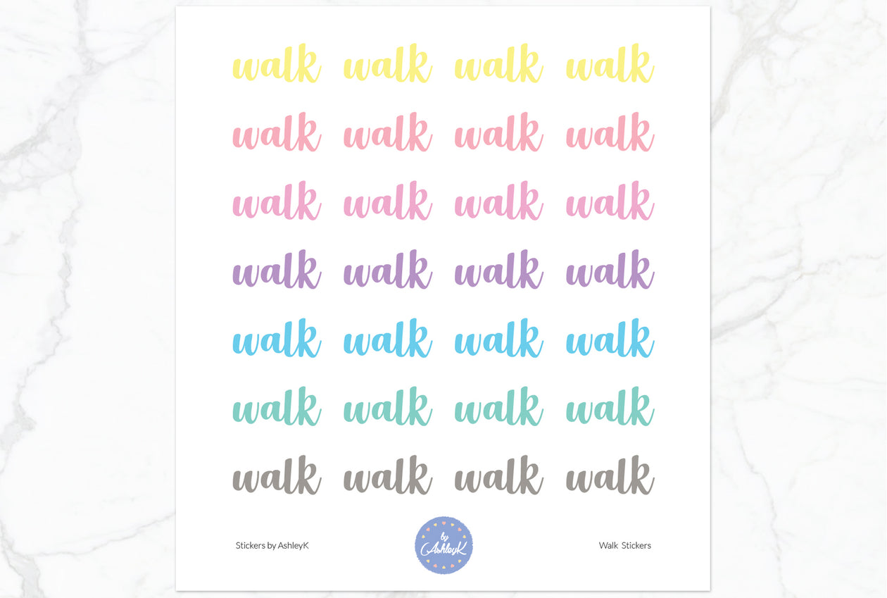 Walk Lettering Stickers - Pastel