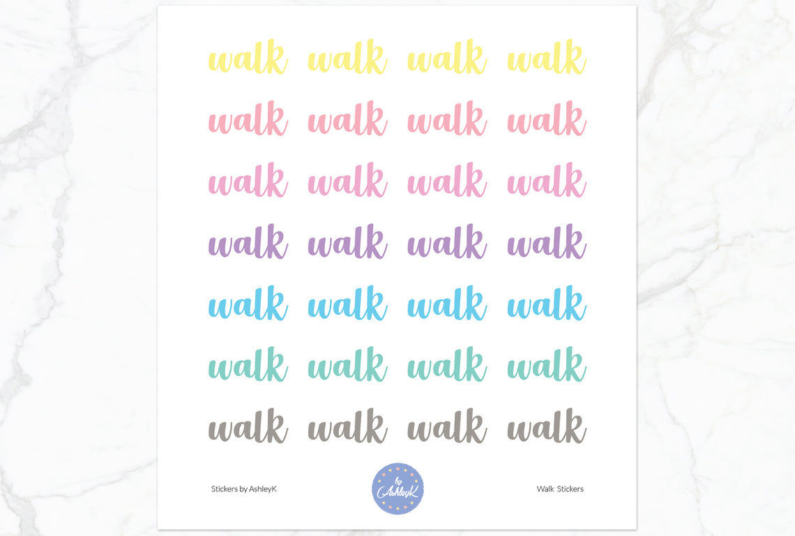 Walk Lettering Stickers - Pastel