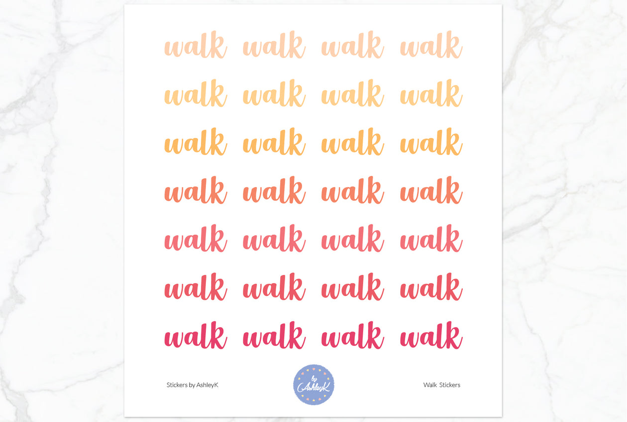 Walk Lettering Stickers - Peach