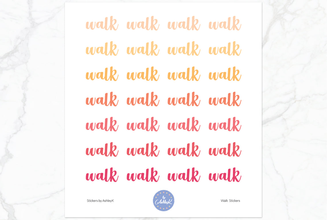 Walk Lettering Stickers - Peach