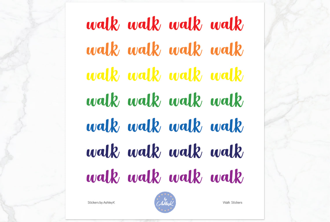 Walk Lettering Stickers - Rainbow