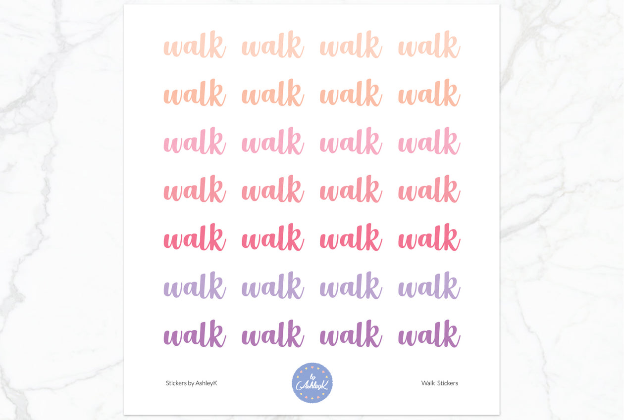 Walk Lettering Stickers - Raspberry