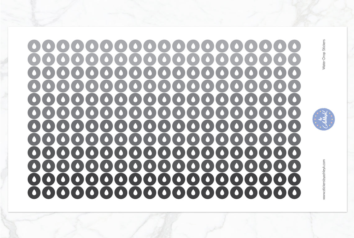 228 Water Drop Stickers - Monochrome