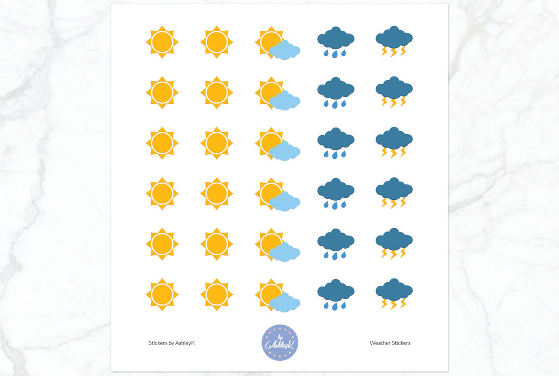 Weather Icon Stickers - Without Snow