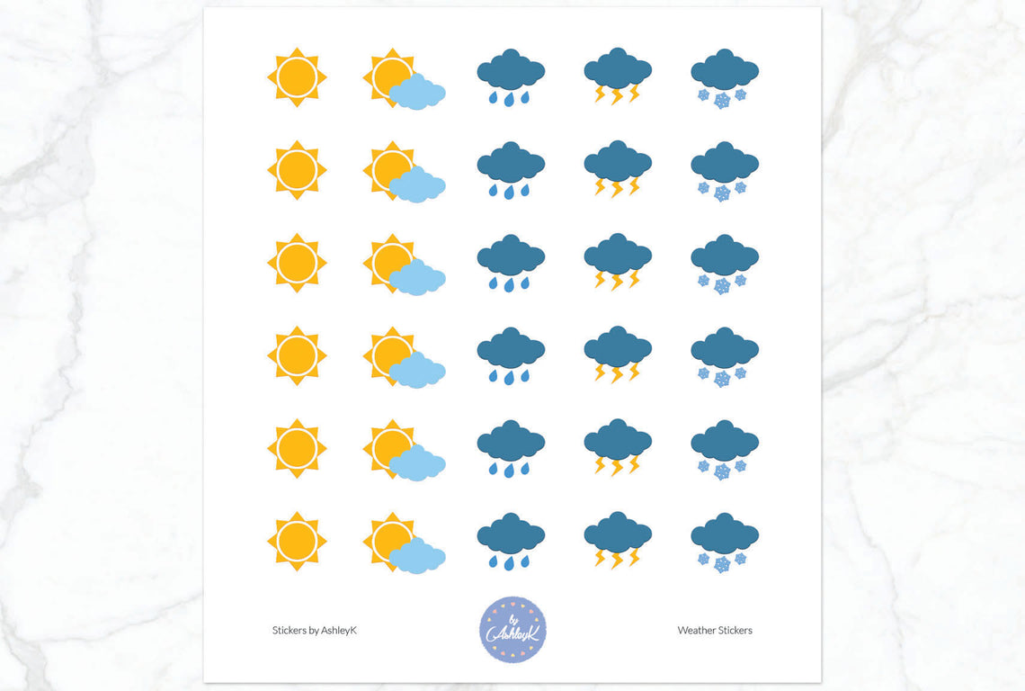 Weather Icon Stickers - With Snow