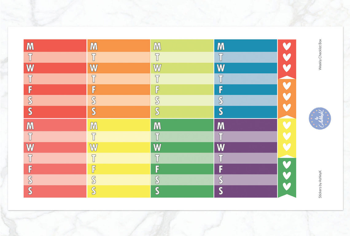 Weekly Checklist Stickers - Pastel Rainbow