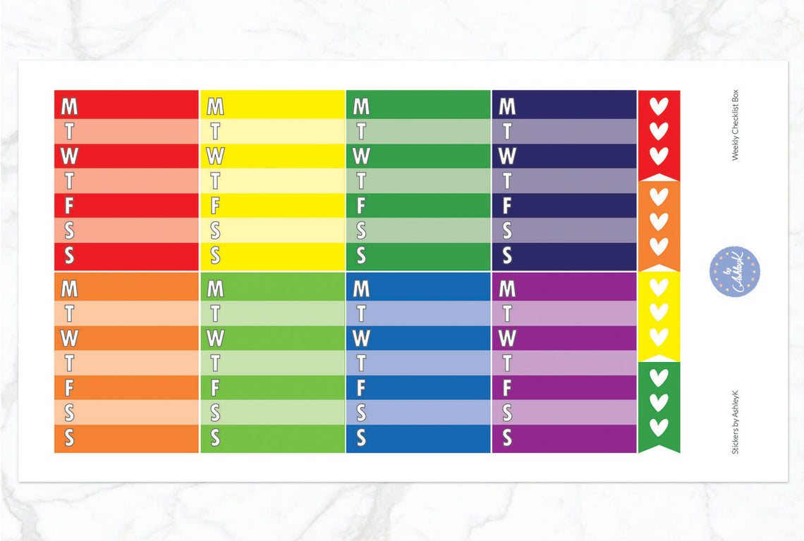 Weekly Checklist Stickers - Rainbow