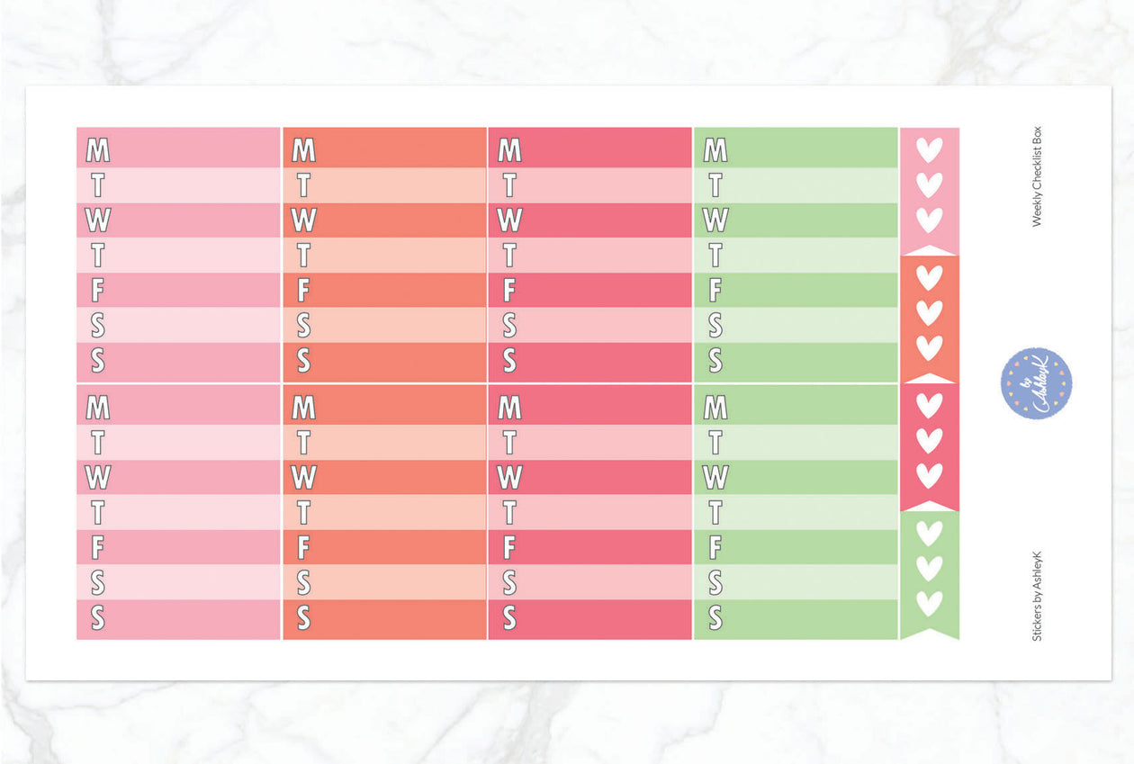 Weekly Checklist Stickers - Strawberry