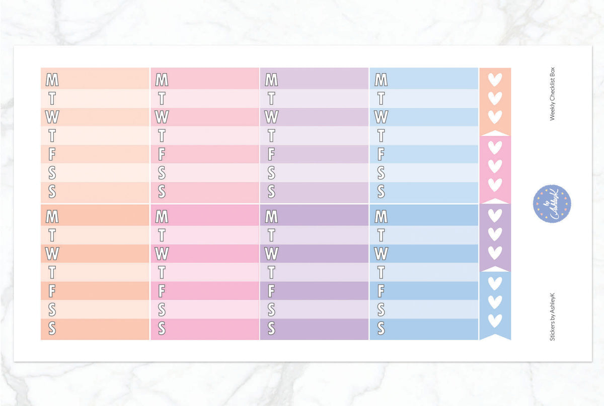 Check Weekly Sticker Weekly Checklist Planner Stickers – Stickers by AshleyK