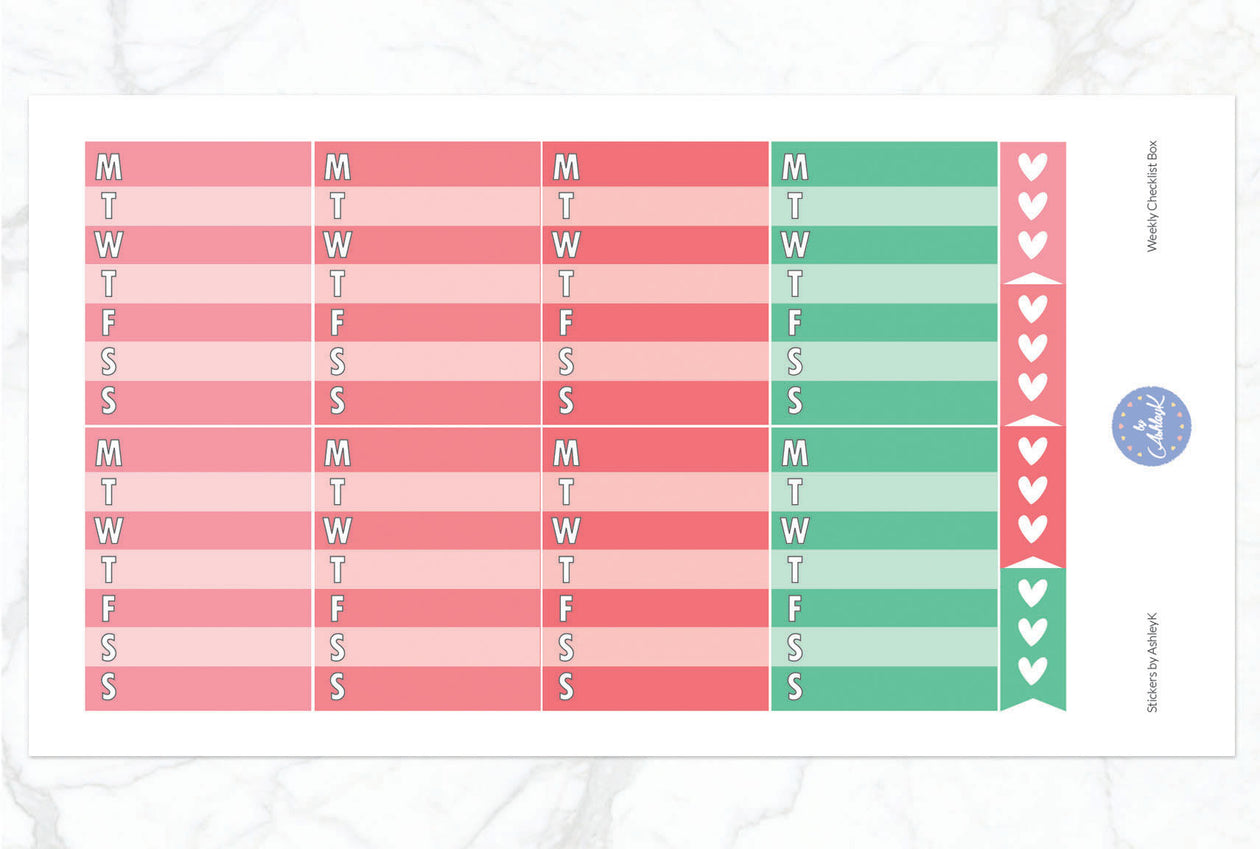 Weekly Checklist Stickers - Watermelon