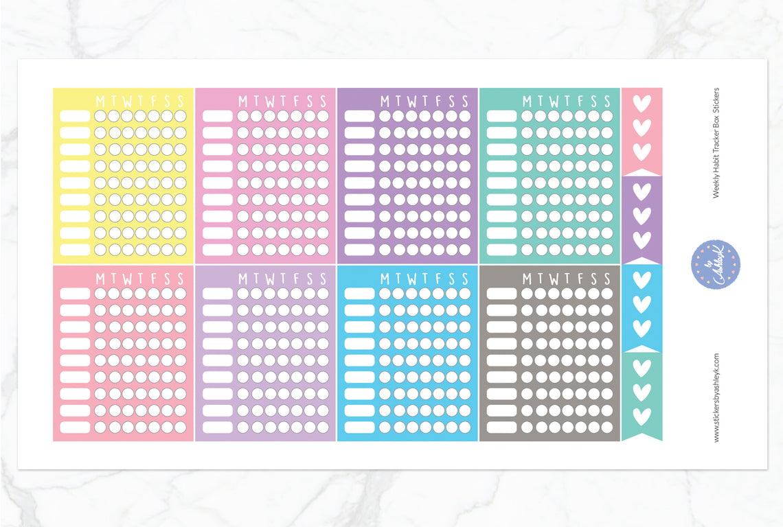 Weekly Habit Tracker Box Stickers - Pastel