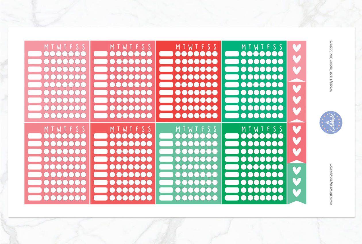 Weekly Habit Tracker Box Stickers - Watermelon