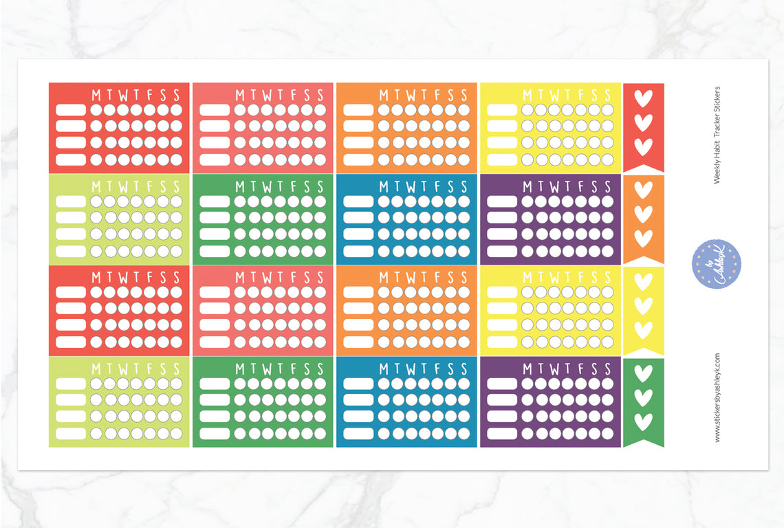 Weekly Habit Tracker Stickers - Pastel Rainbow