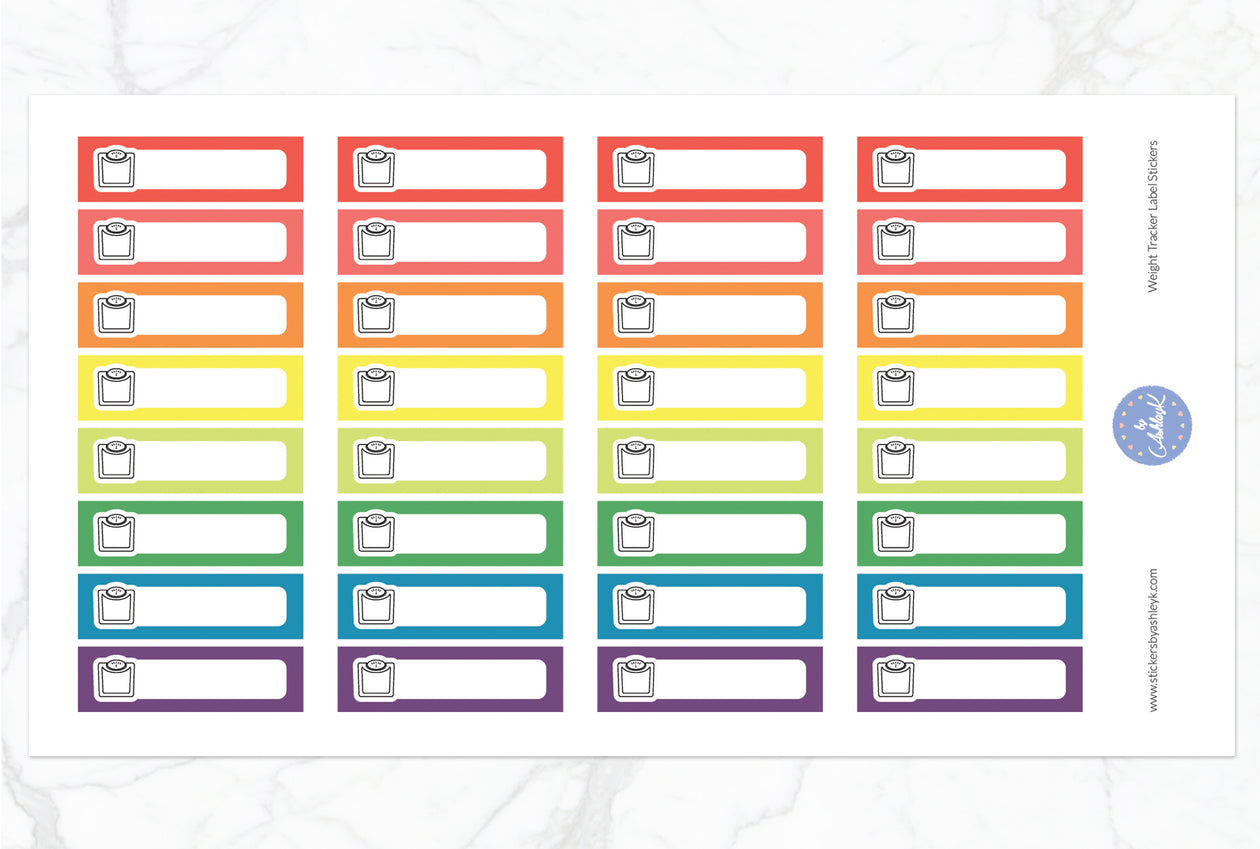 Weight Tracker Label Stickers - Pastel Rainbow